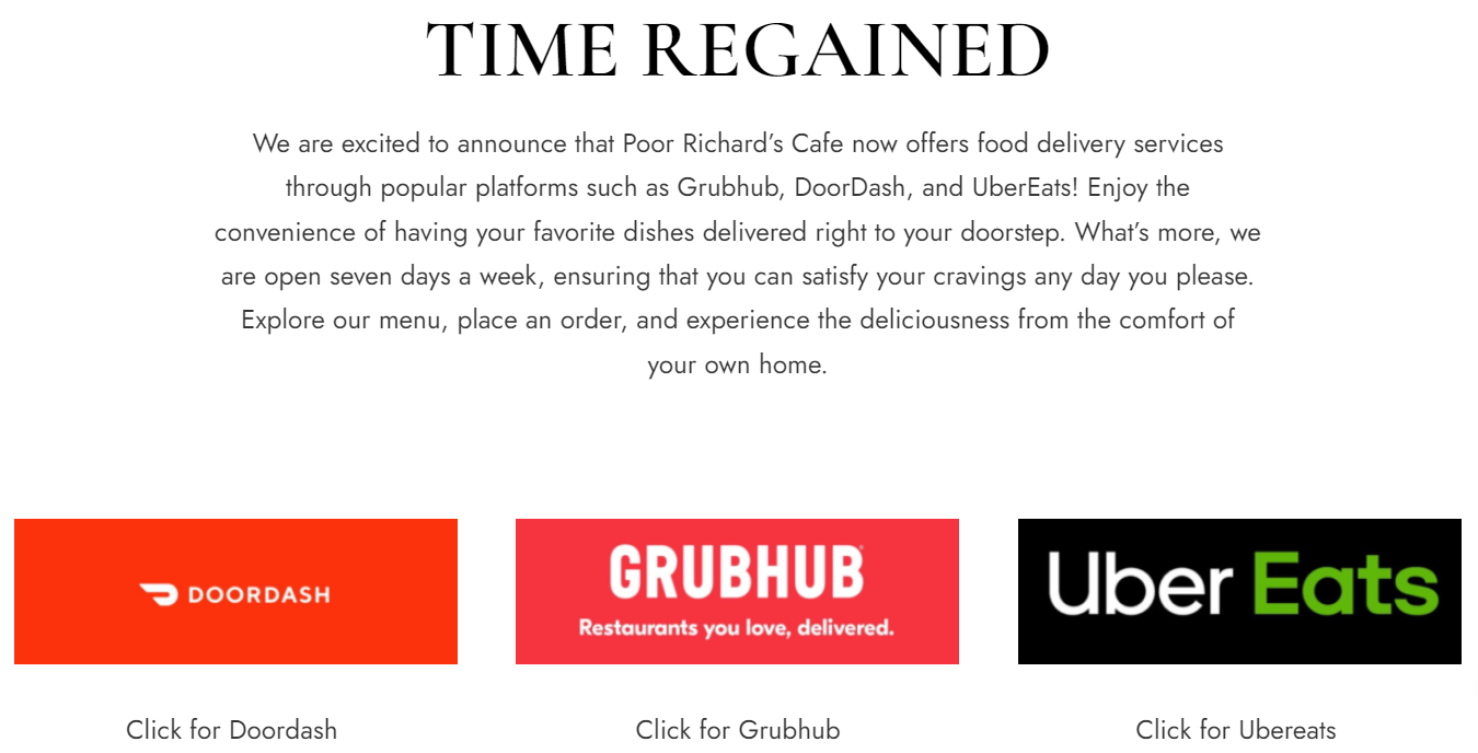 Poor Richard’s Cafe online delivery, order onlne, Poor Richard’s Cafe online payment - gift card