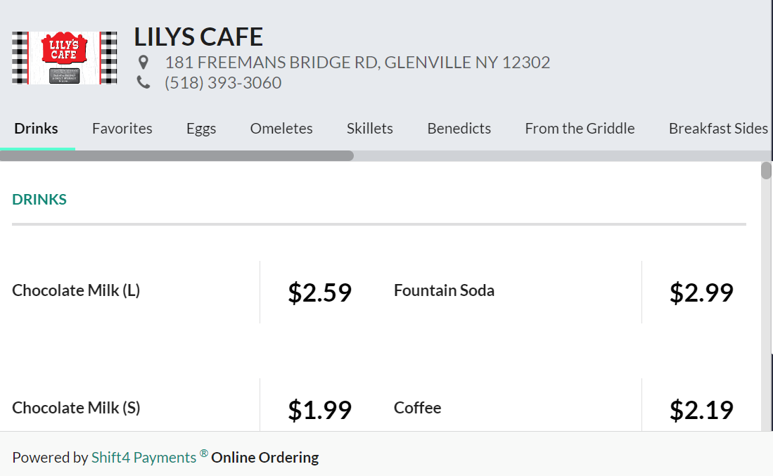 Lily's Cafe order online - online payment